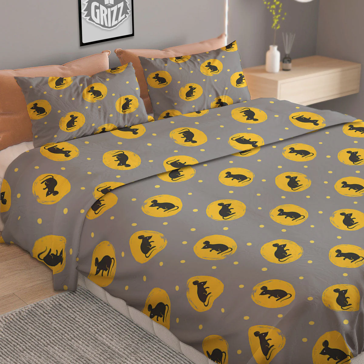 Rat Print Pattern Duvet Cover Bedding Set - Image 2