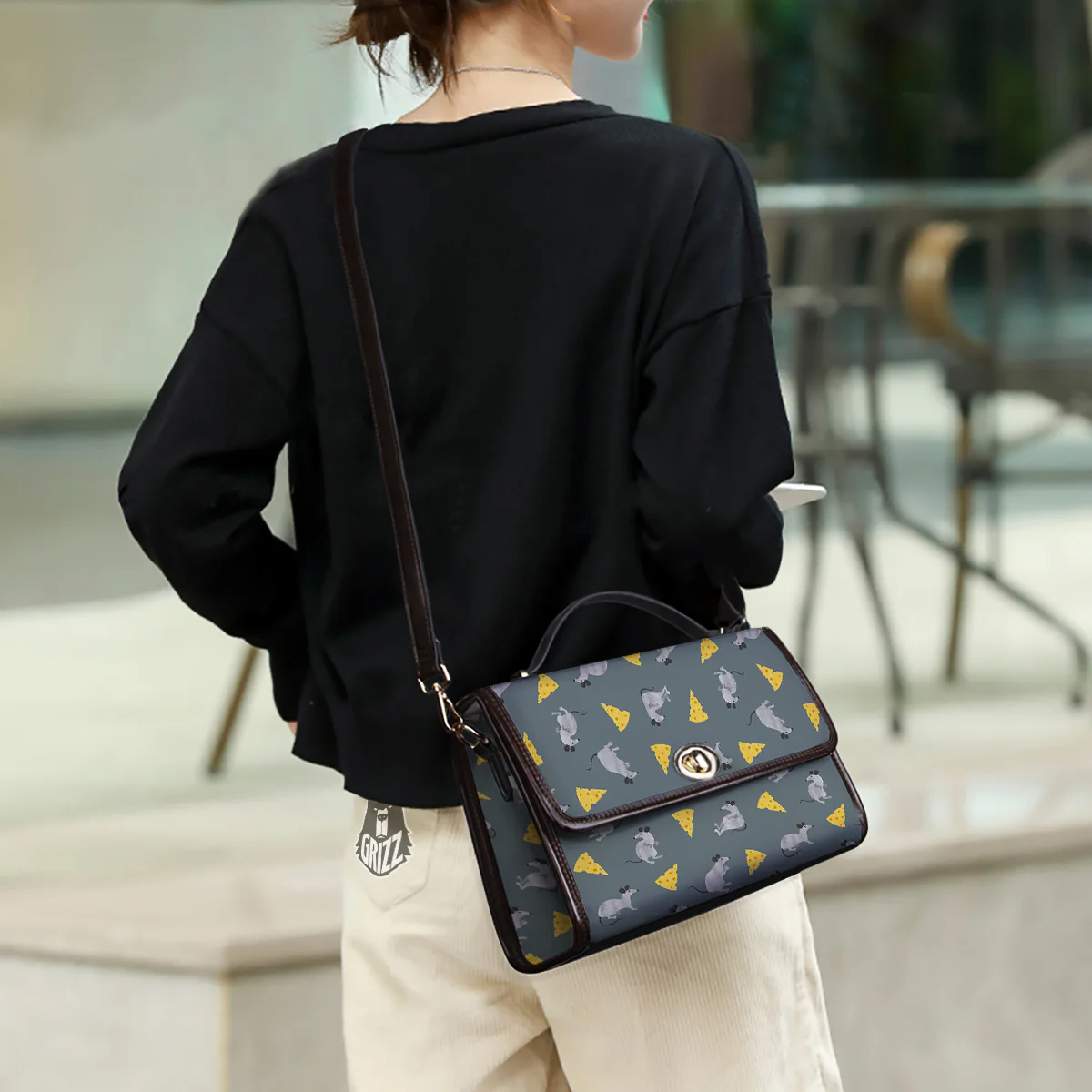 Rat Watercolor Print Pattern Women's Satchel Bag - Image 3