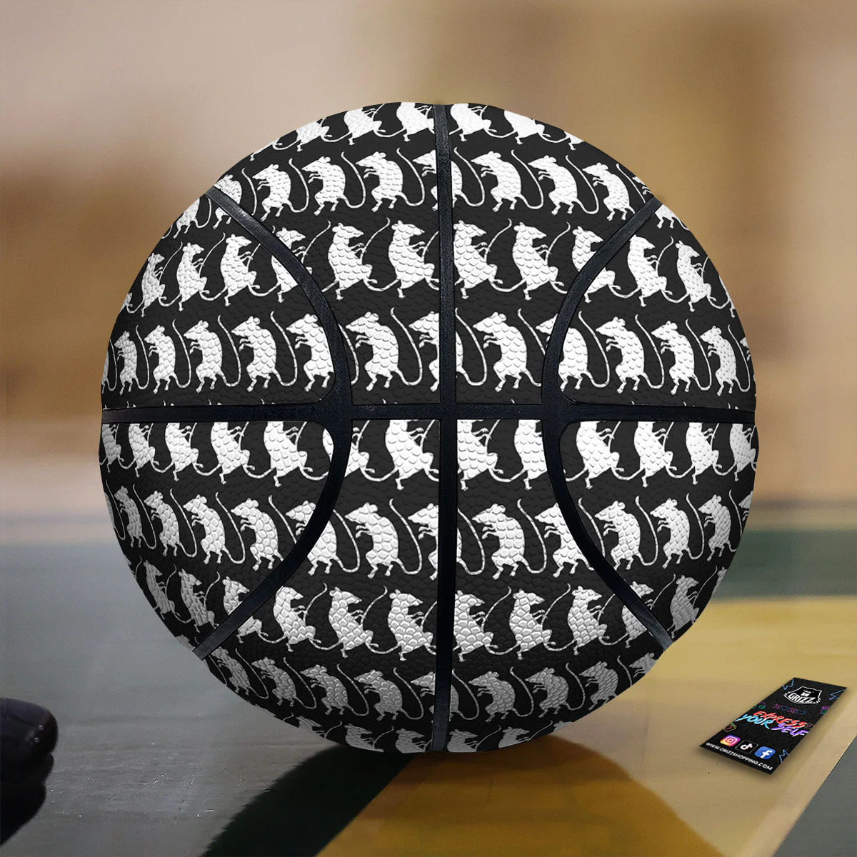 Rat White And Black Print Pattern Basketball