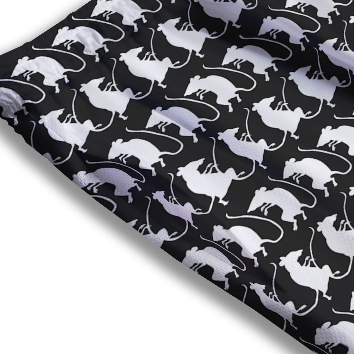 Rat White And Black Print Pattern Mesh Shorts - Image 3