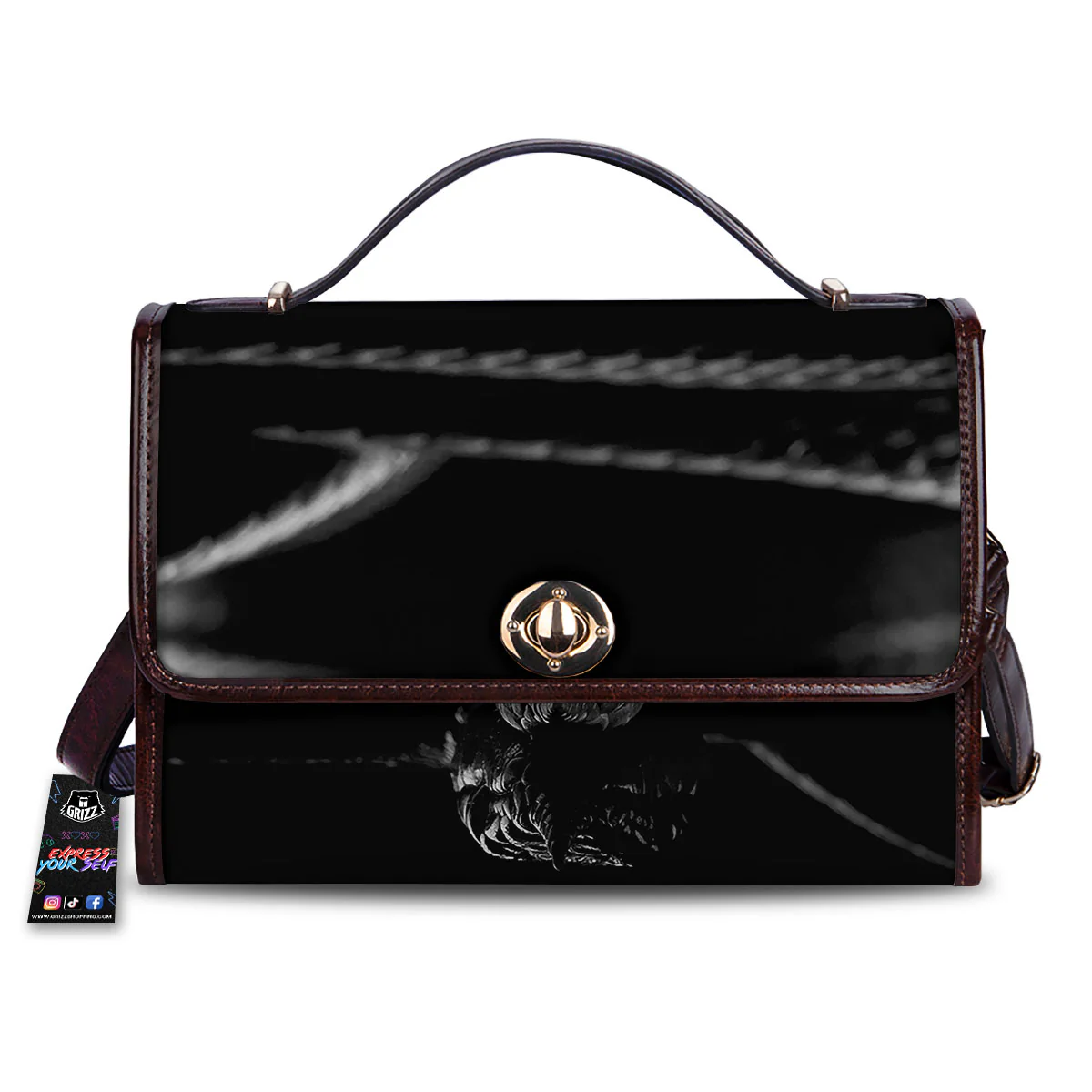 Ratsnake Rhinoceros Monochrome Print Women's Satchel Bag