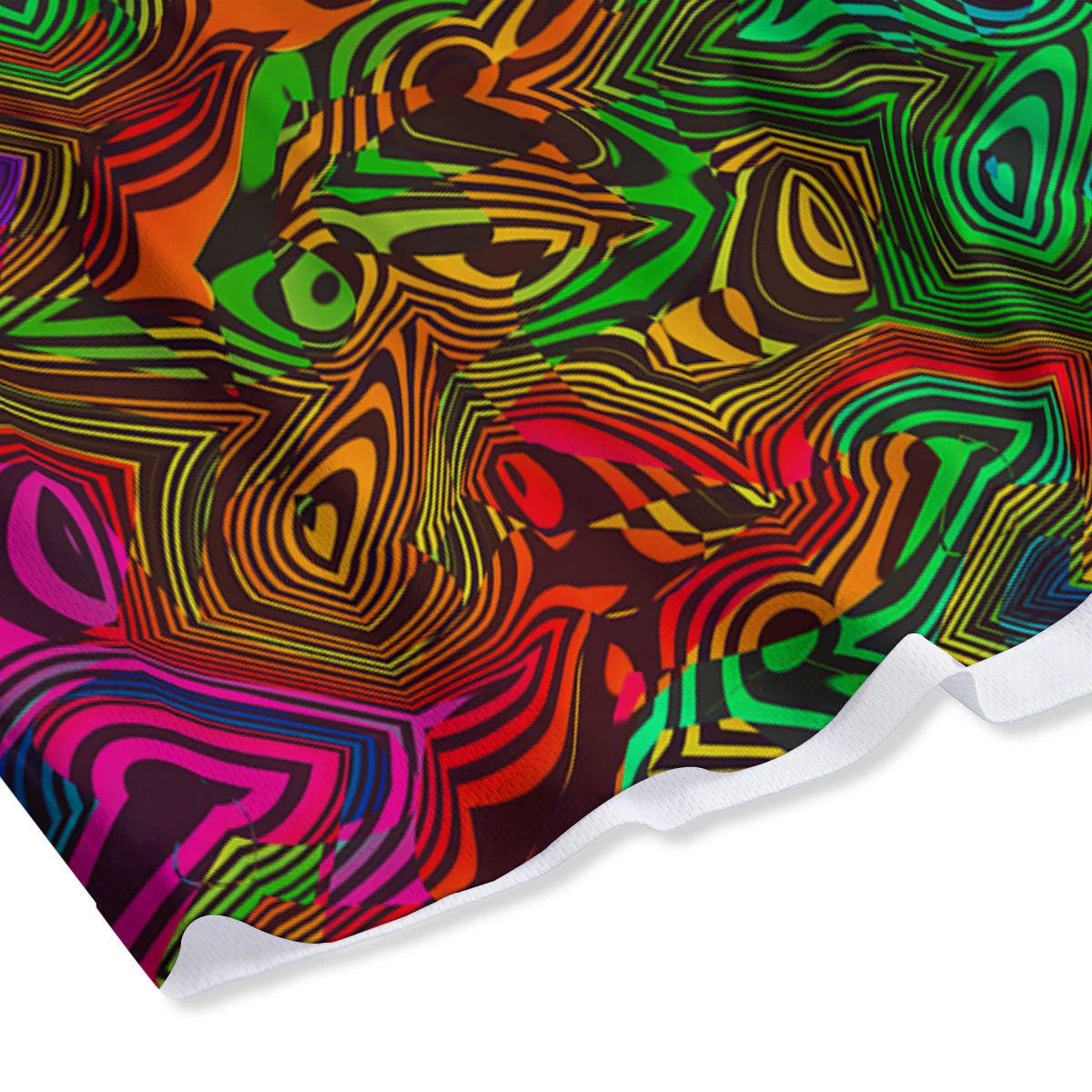 Rave Psychedelic Print Pattern Mesh Shorts - Image 4