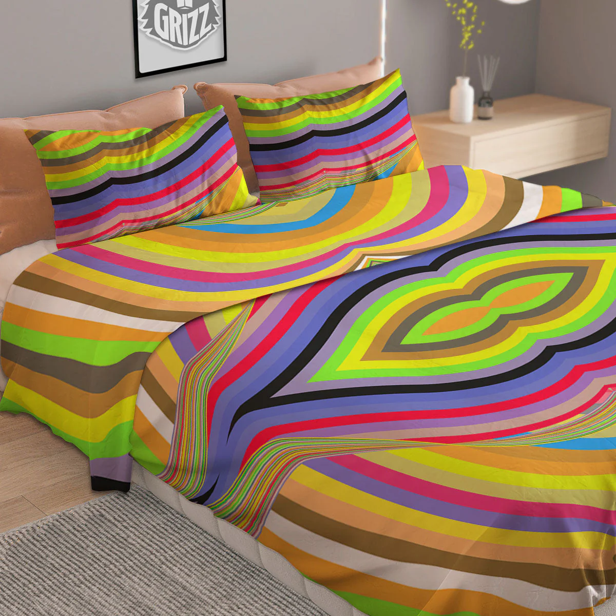 Rave Rainbow Print Pattern Duvet Cover Bedding Set - Image 2