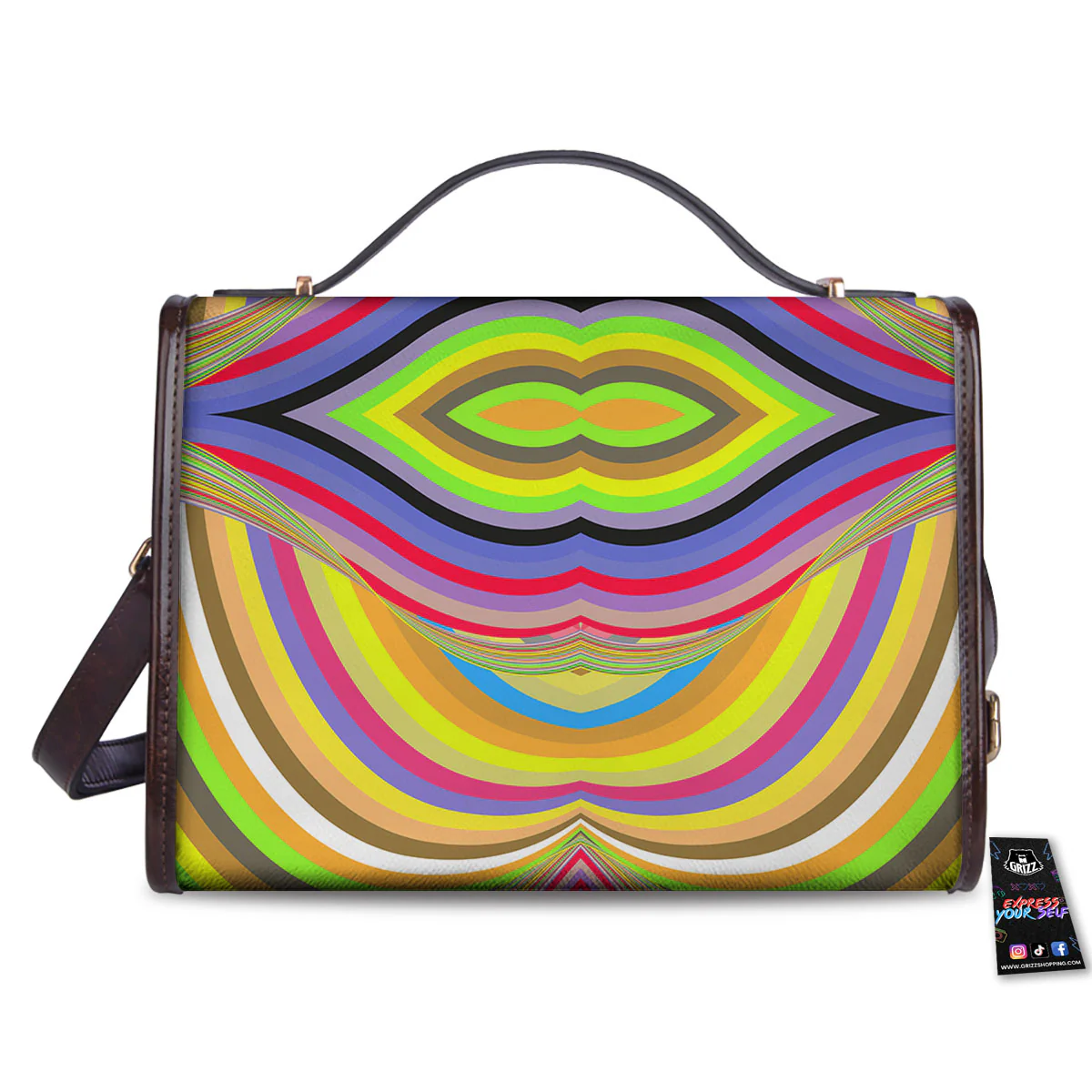 Rave Rainbow Print Pattern Women's Satchel Bag - Image 2