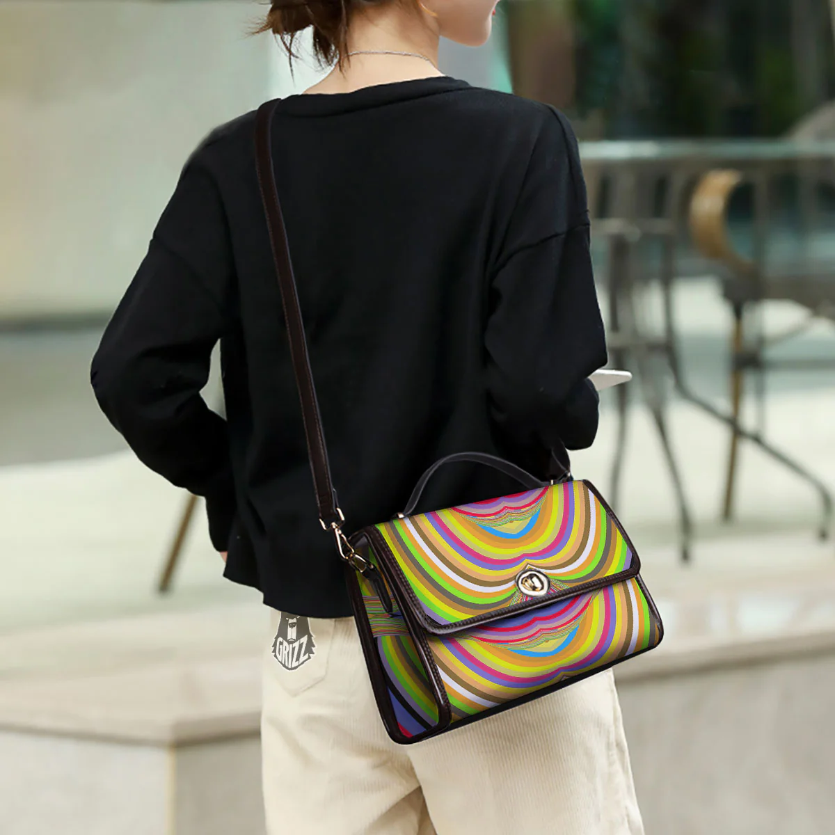 Rave Rainbow Print Pattern Women's Satchel Bag - Image 3