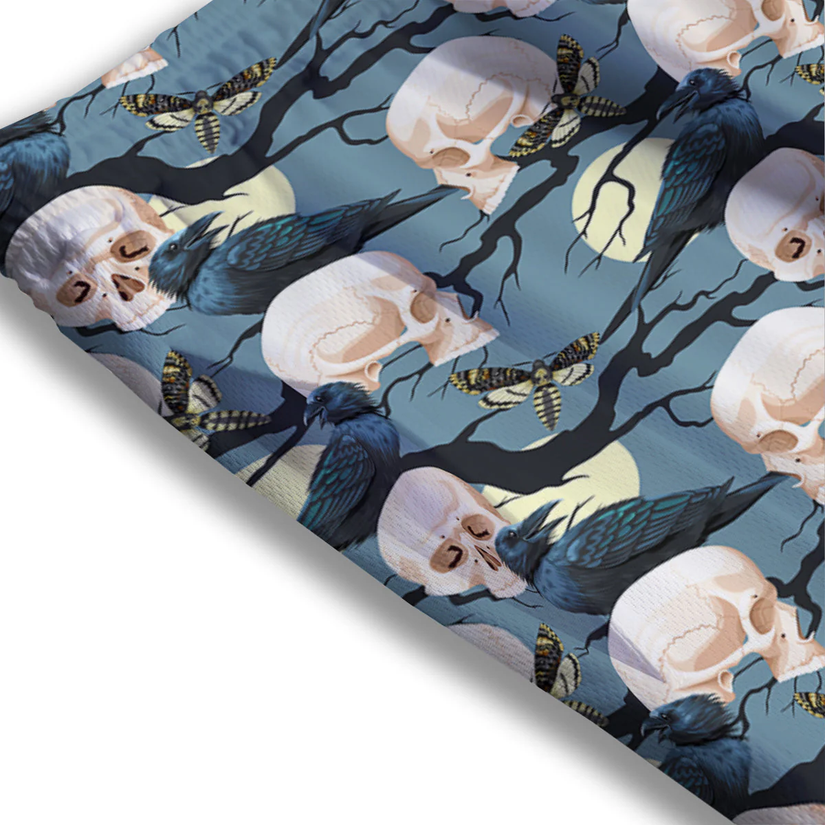 Raven Skull Print Pattern Mesh Shorts - Image 3