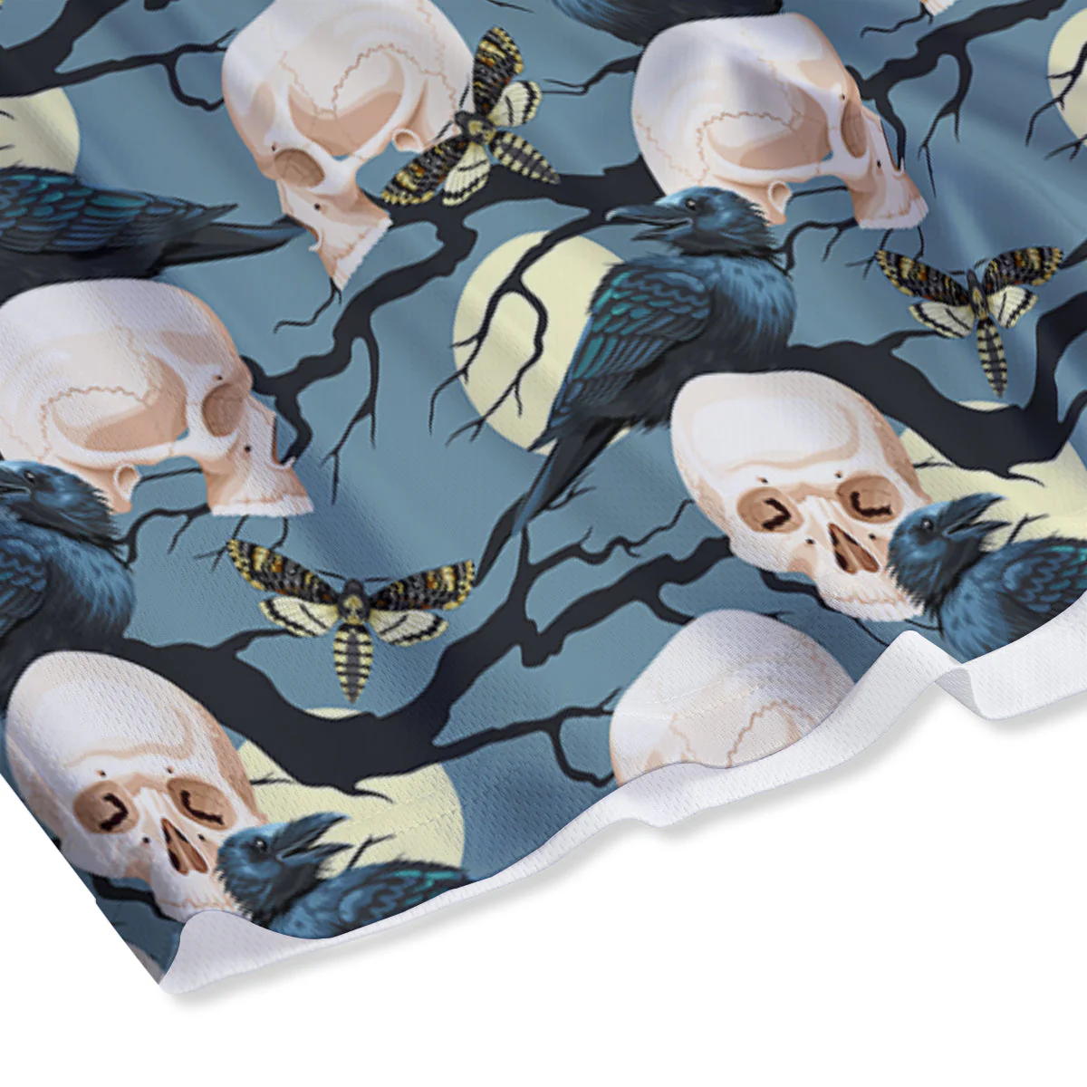 Raven Skull Print Pattern Mesh Shorts - Image 4