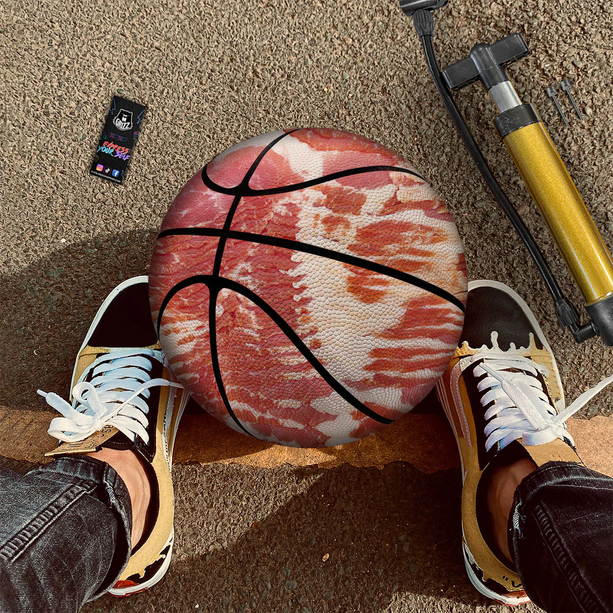 Raw Bacon Print Basketball - Image 2