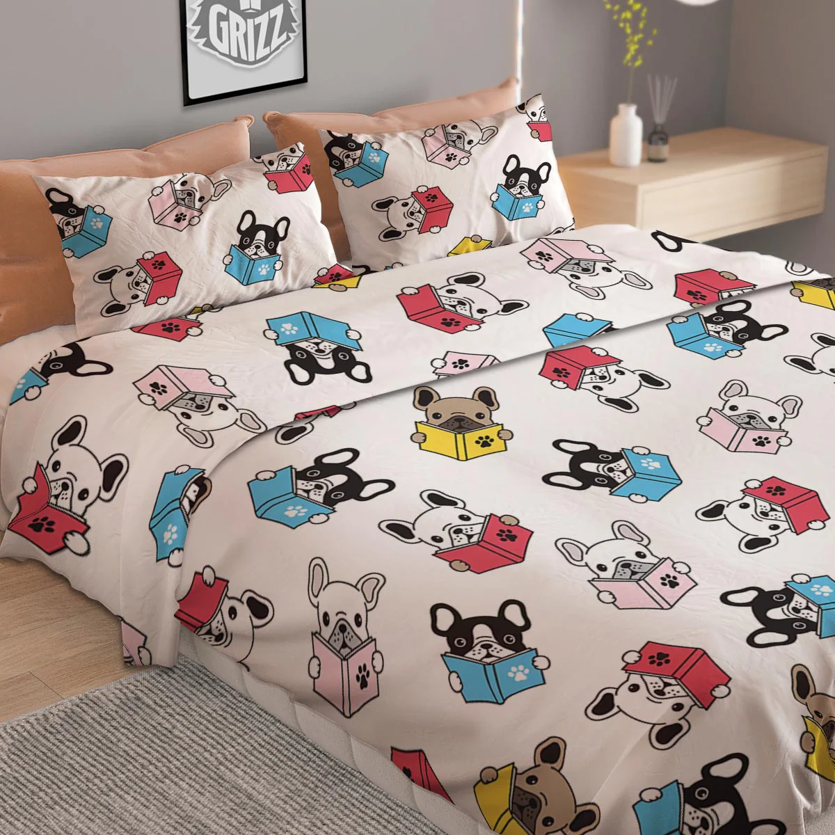Reading Book Polar Bear Print Pattern Duvet Cover Bedding Set - Image 2