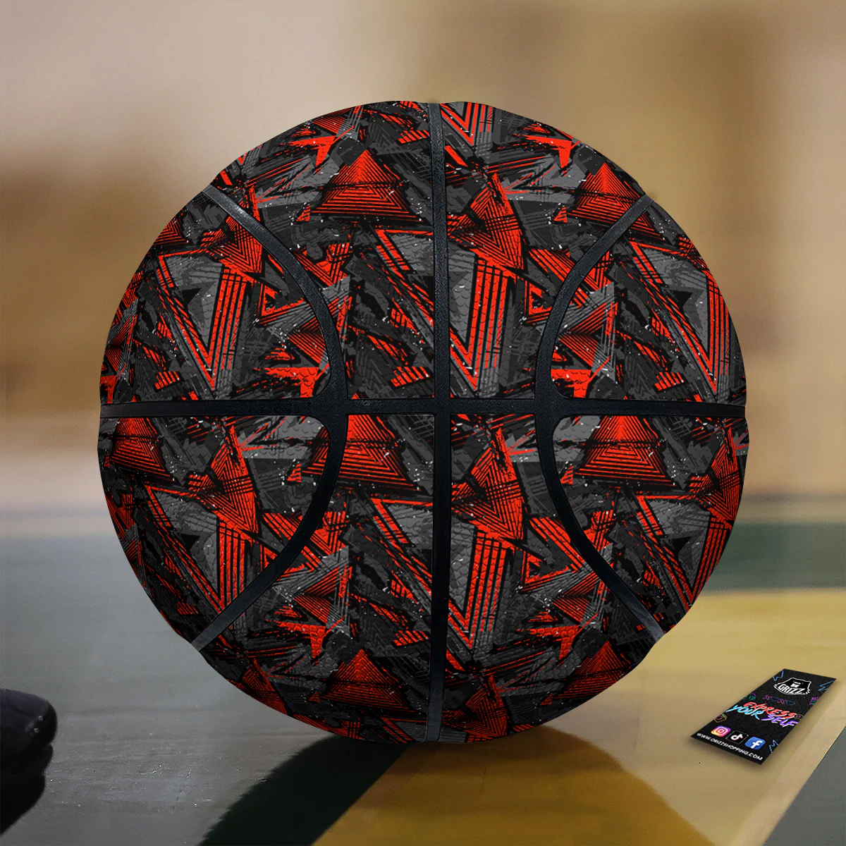 Red Abstract Grunge Print Pattern Basketball