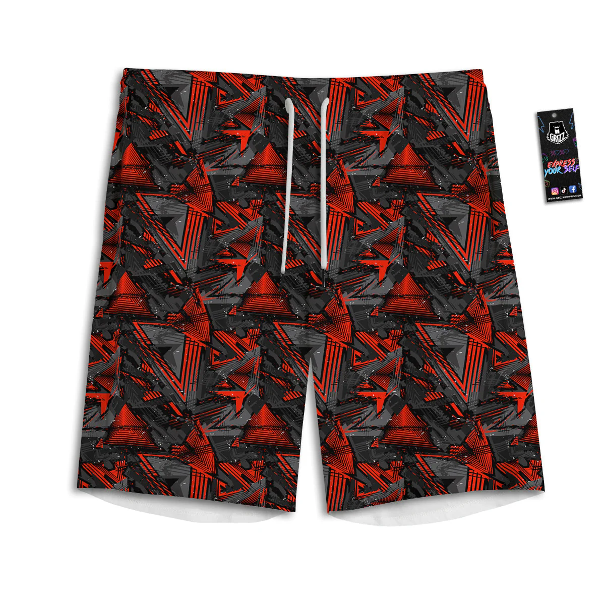 Red Abstract Grunge Print Pattern Men's Athletic Shorts