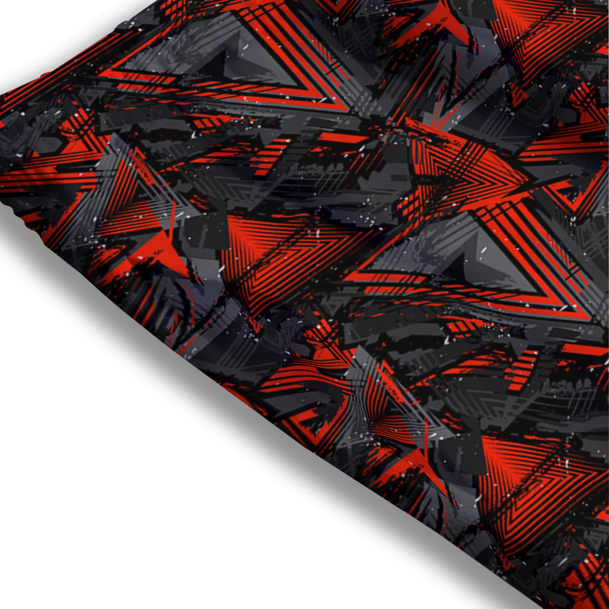 Red Abstract Grunge Print Pattern Mesh Shorts - Image 3