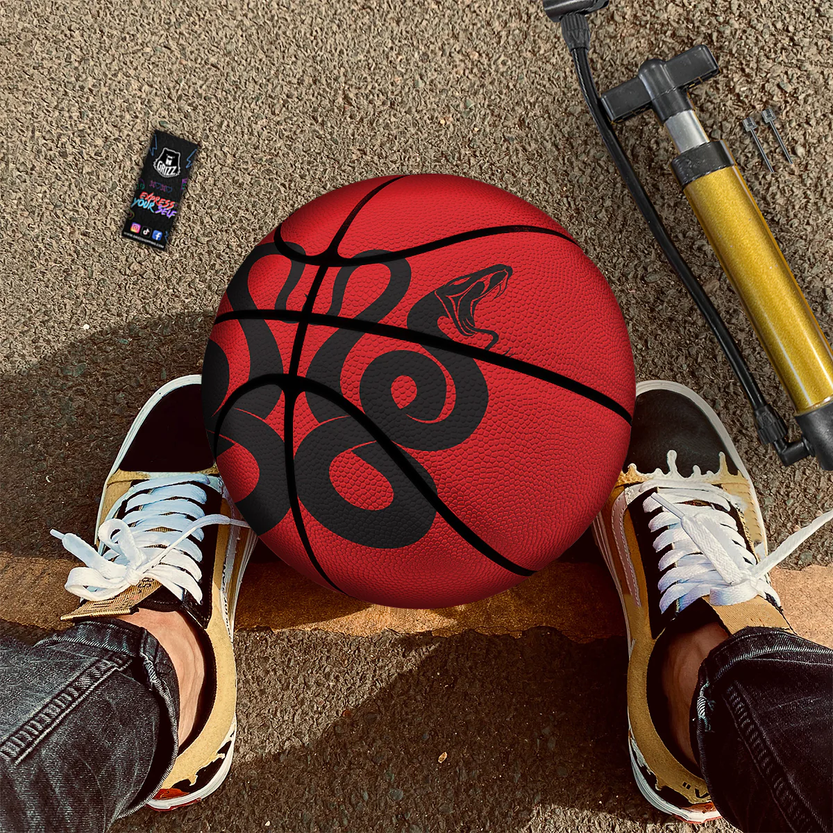 Red And Black Snakes Sign Print Basketball - Image 2