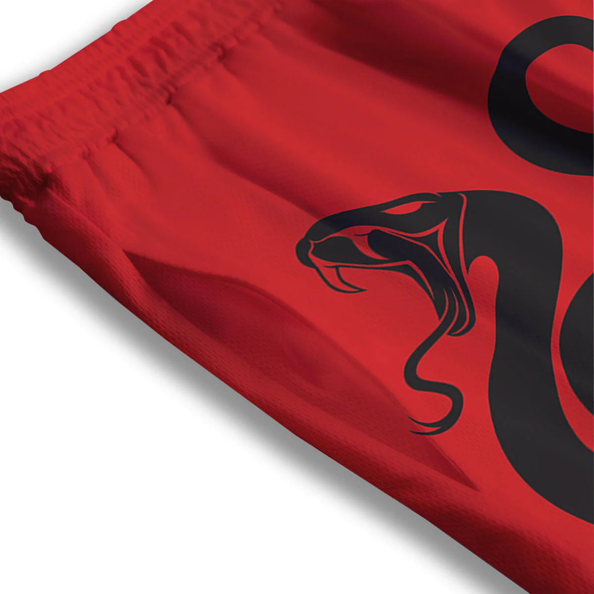 Red And Black Snakes Sign Print Mesh Shorts - Image 3