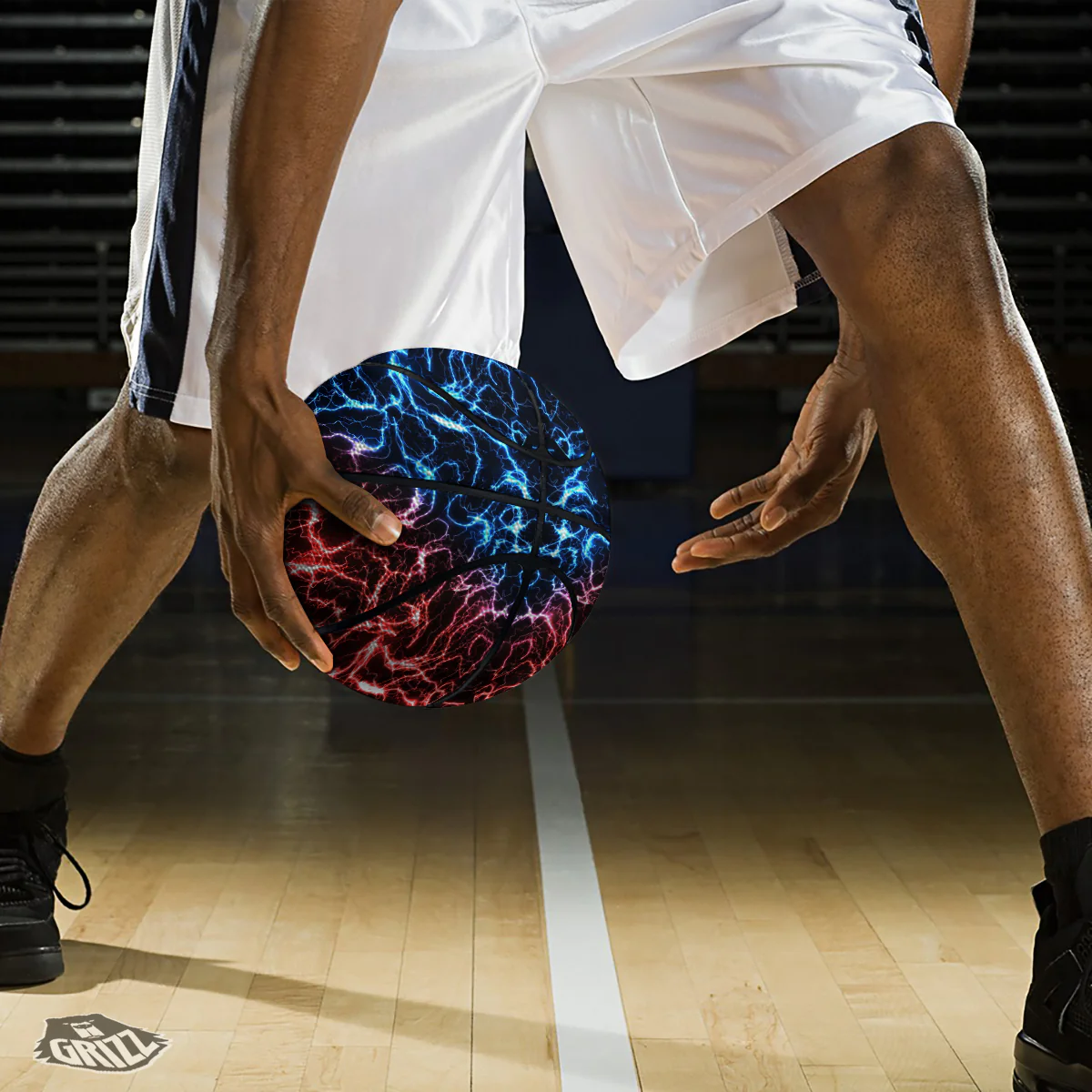 Red And Blue Electrical Print Basketball - Image 3
