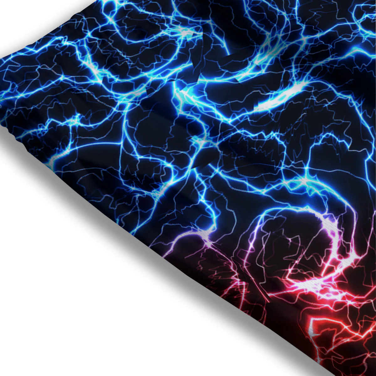Red And Blue Electrical Print Mesh Shorts - Image 3