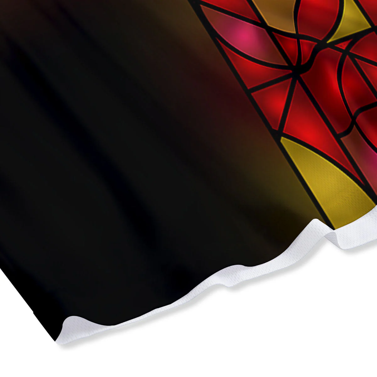 Red And Orange Cross Stained Glass Print Mesh Shorts - Image 4