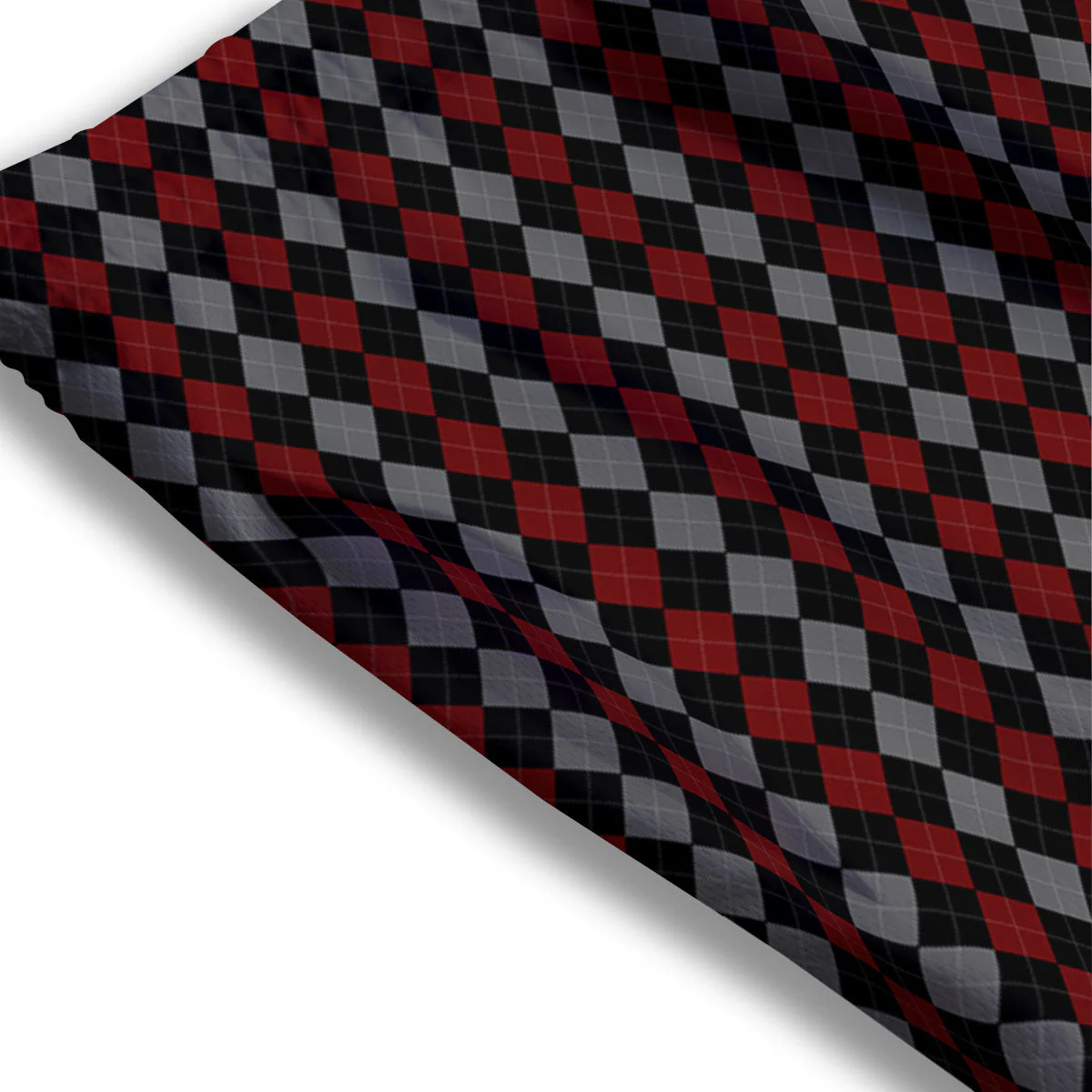 Red Black And Grey Argyle Print Pattern Mesh Shorts - Image 3