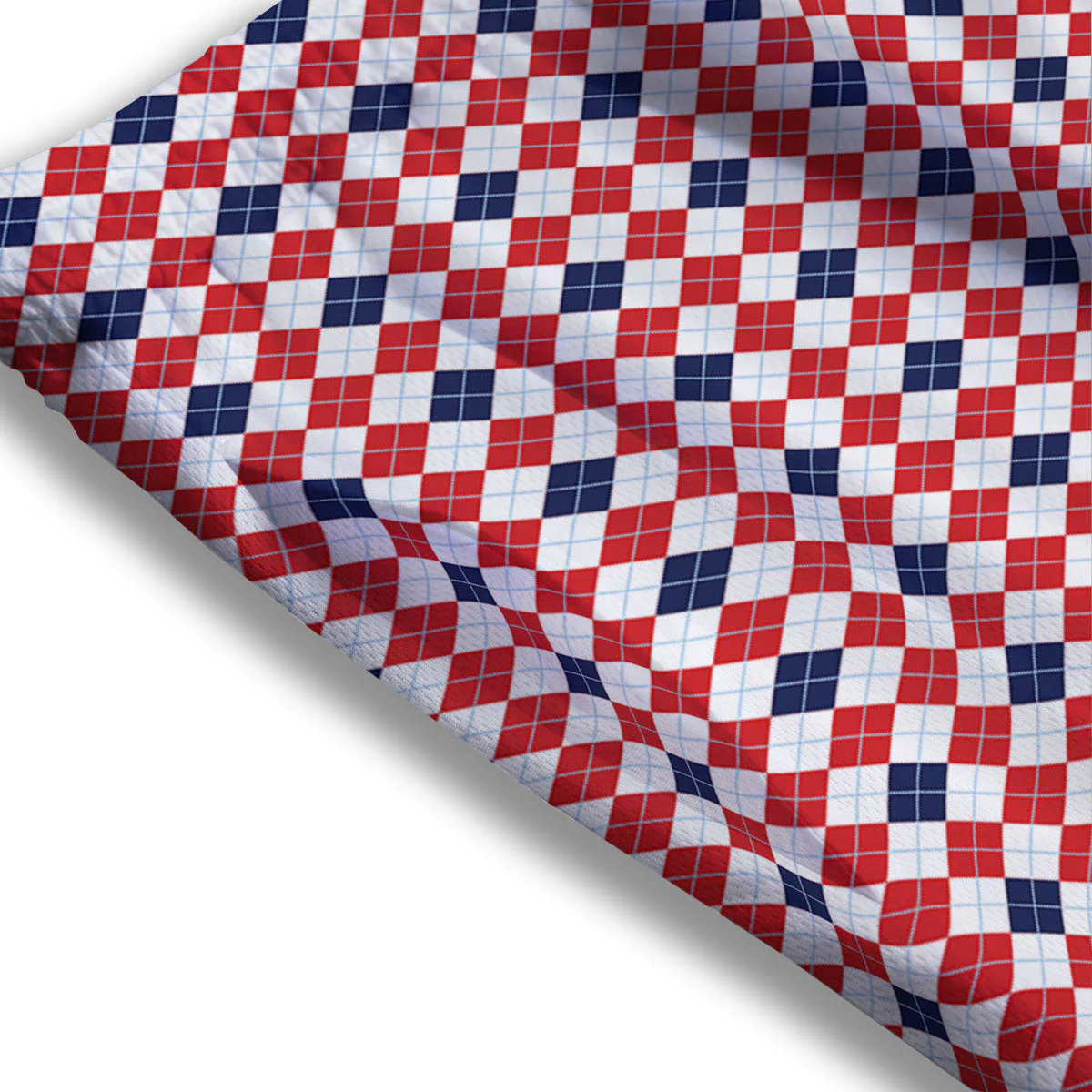 Red Blue And White Argyle Print Pattern Mesh Shorts - Image 3