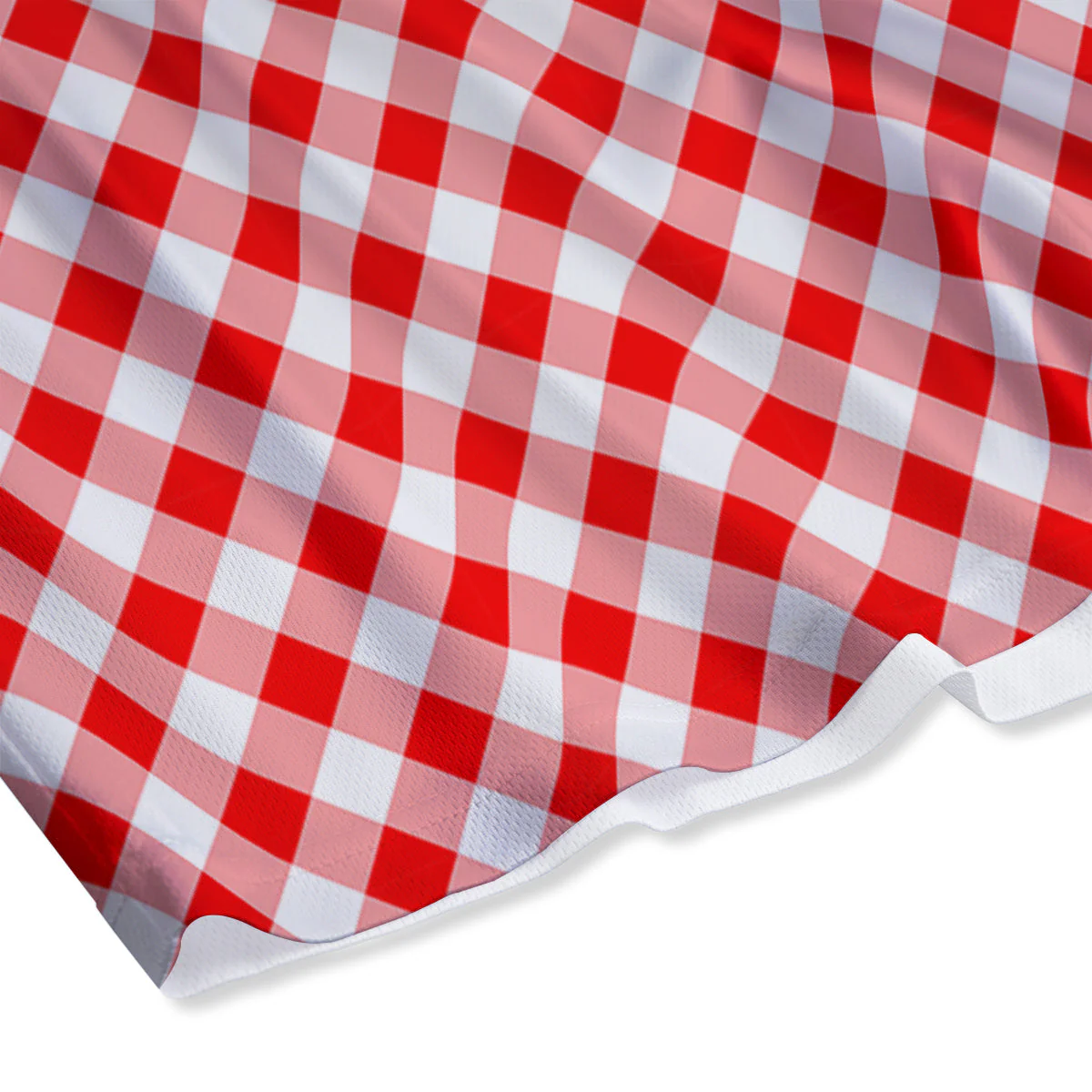 Red Cardinal And White Gingham Print Mesh Shorts - Image 4