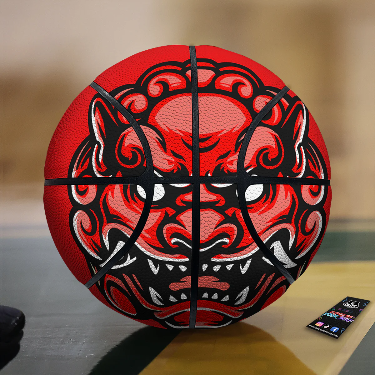 Red Foo Dog Print Basketball