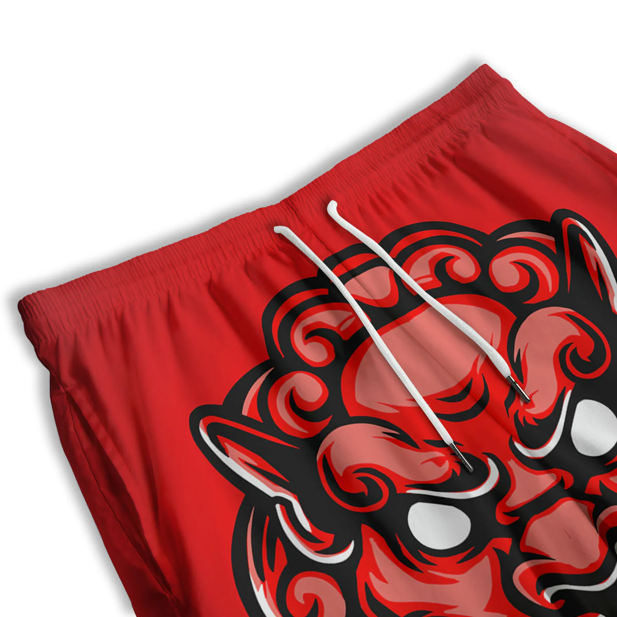 Red Foo Dog Print Men's Athletic Shorts - Image 3