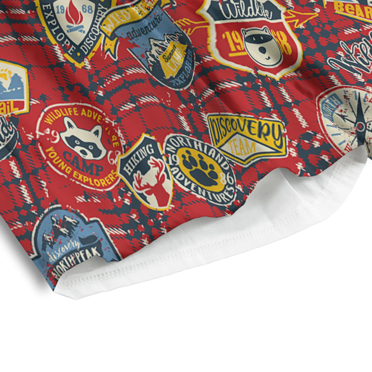 Red Plaid Mountain Camp Tartan Print Men's Athletic Shorts - Image 4