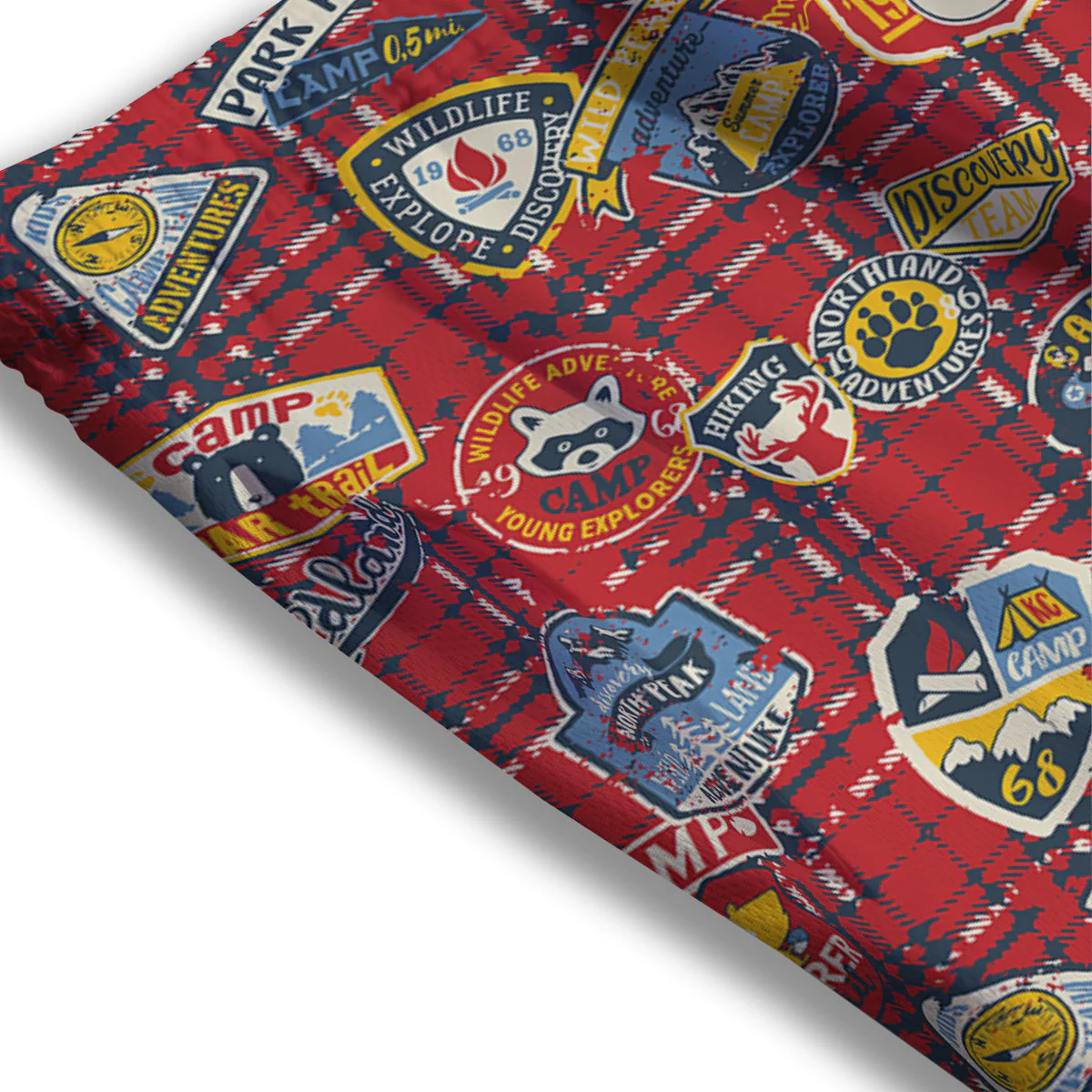 Red Plaid Mountain Camp Tartan Print Mesh Shorts - Image 3