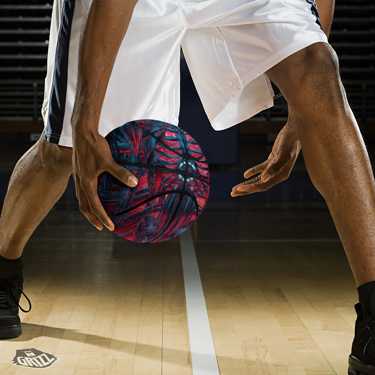 Red Robot Cyberpunk Print Basketball - Image 3