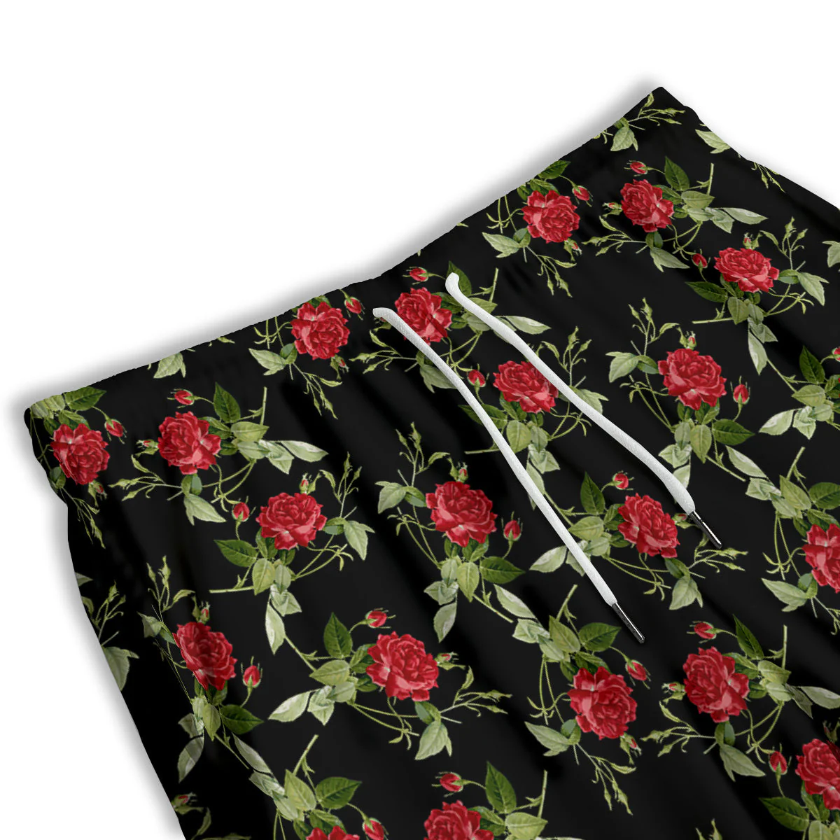 Red Rose Flowers Print Pattern Men's Athletic Shorts - Image 3