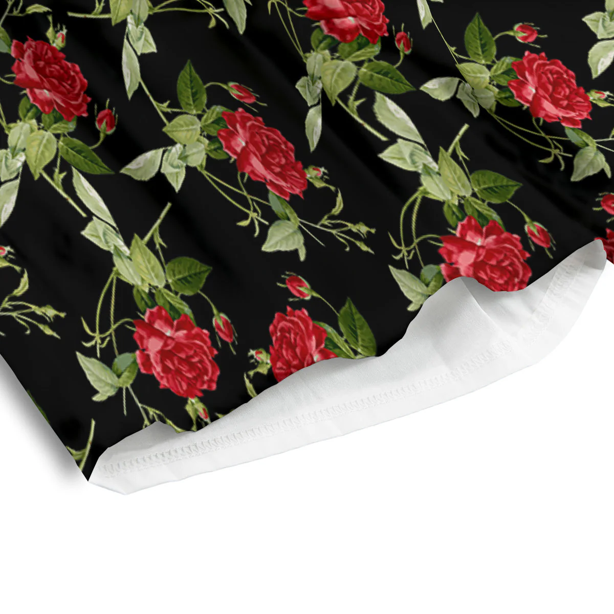 Red Rose Flowers Print Pattern Men's Athletic Shorts - Image 4