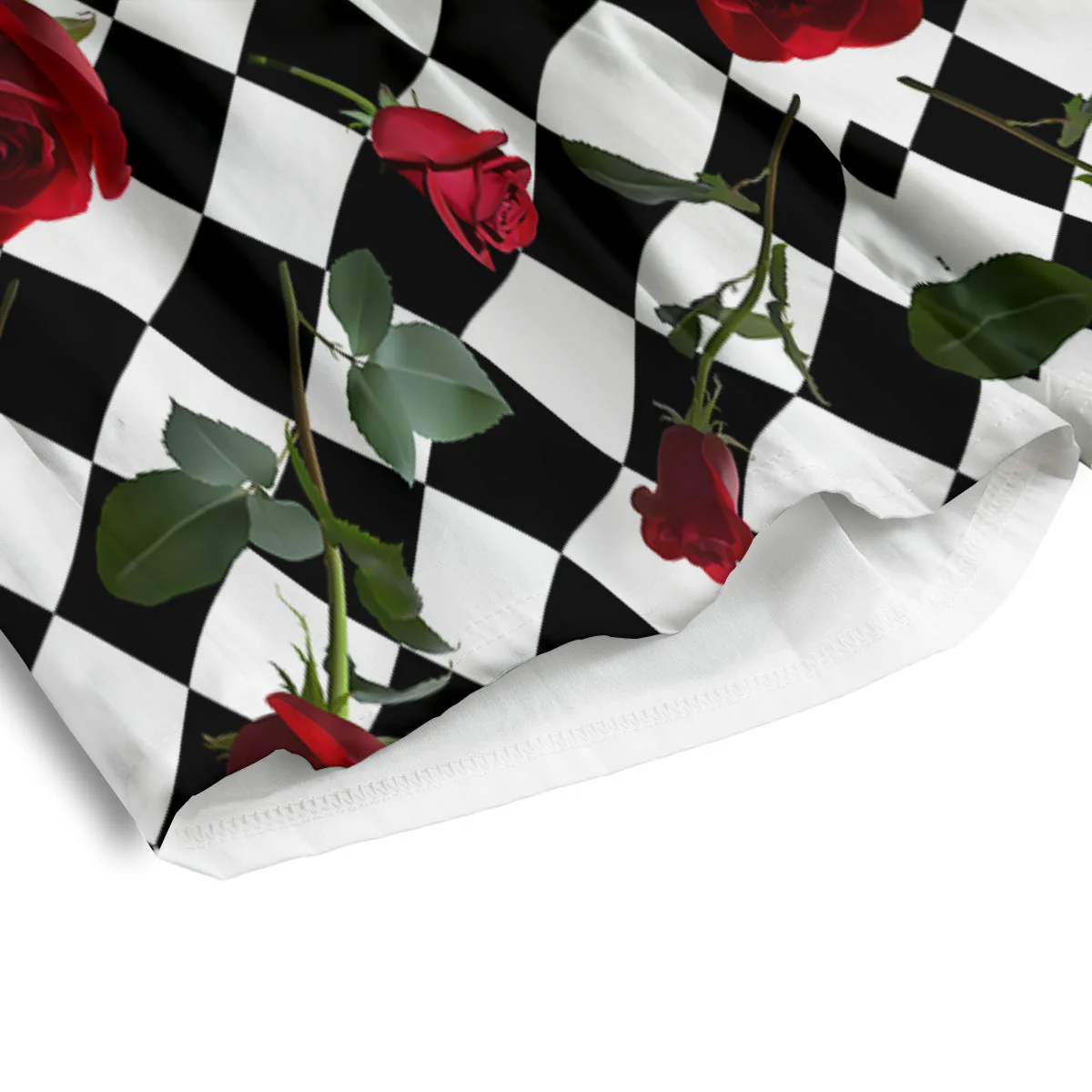 Red Roses And Argyle Print Pattern Men's Athletic Shorts - Image 4