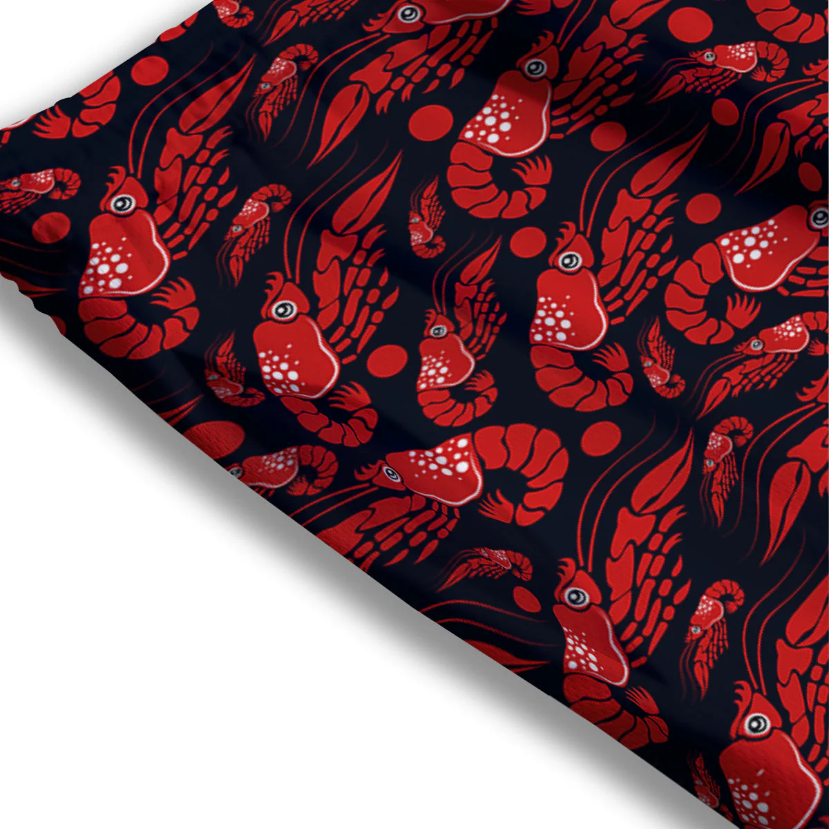 Red Shrimps Print Pattern Mesh Shorts - Image 3
