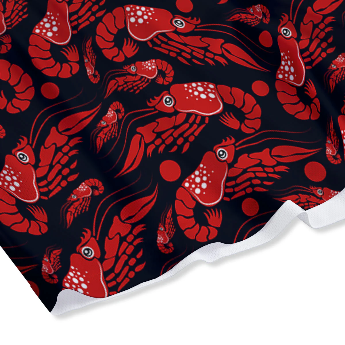 Red Shrimps Print Pattern Mesh Shorts - Image 4