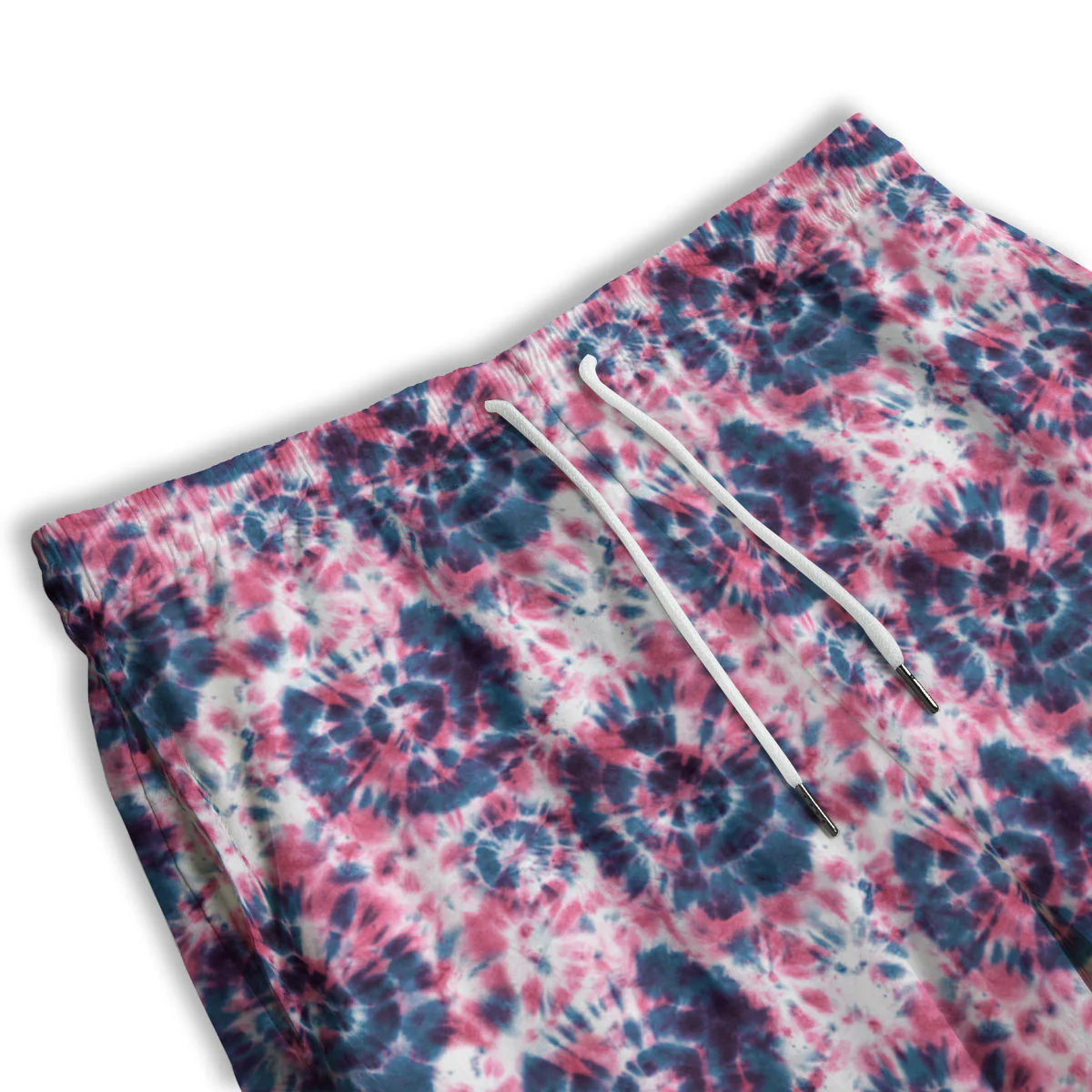 Red Tie Dye Blue Shibori Print Pattern Men's Athletic Shorts - Image 3