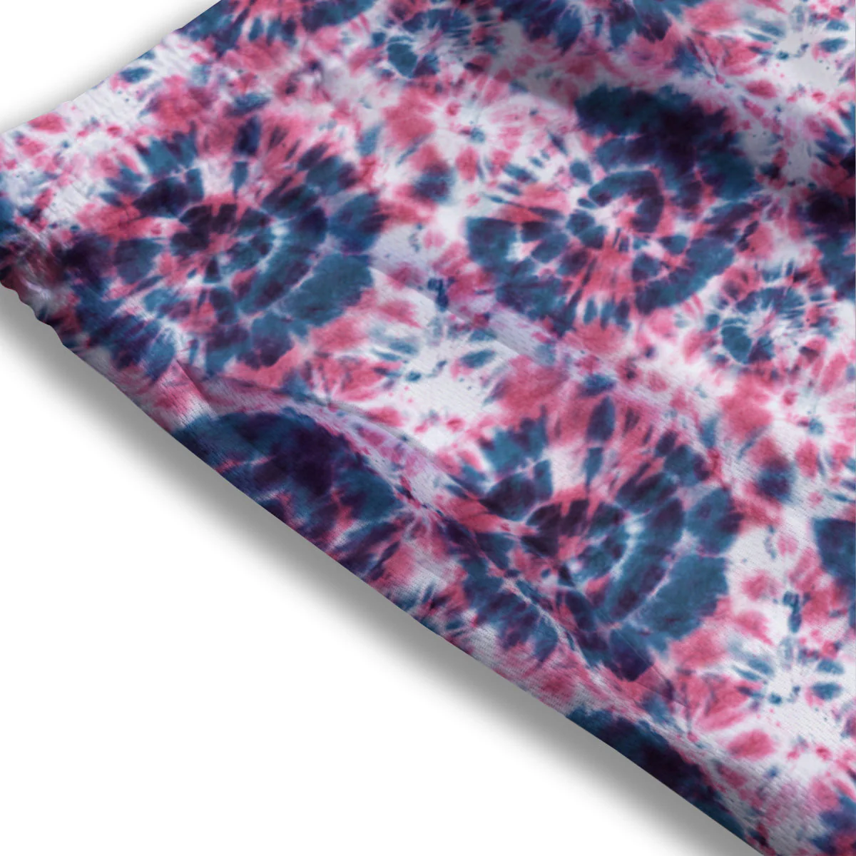 Red Tie Dye Blue Shibori Print Pattern Mesh Shorts - Image 3