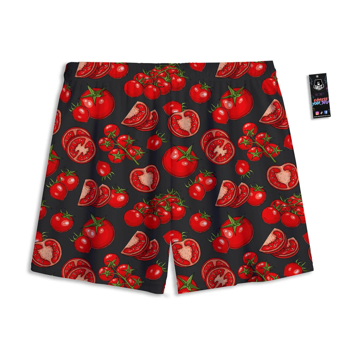 Red Tomato Print Pattern Mesh Shorts - Image 2