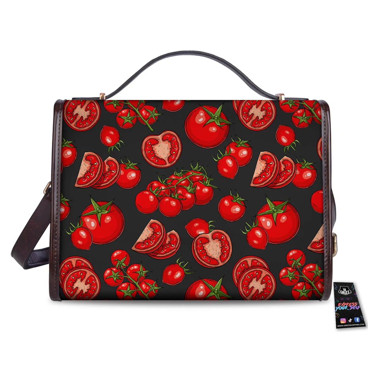 Red Tomato Print Pattern Women's Satchel Bag - Image 2
