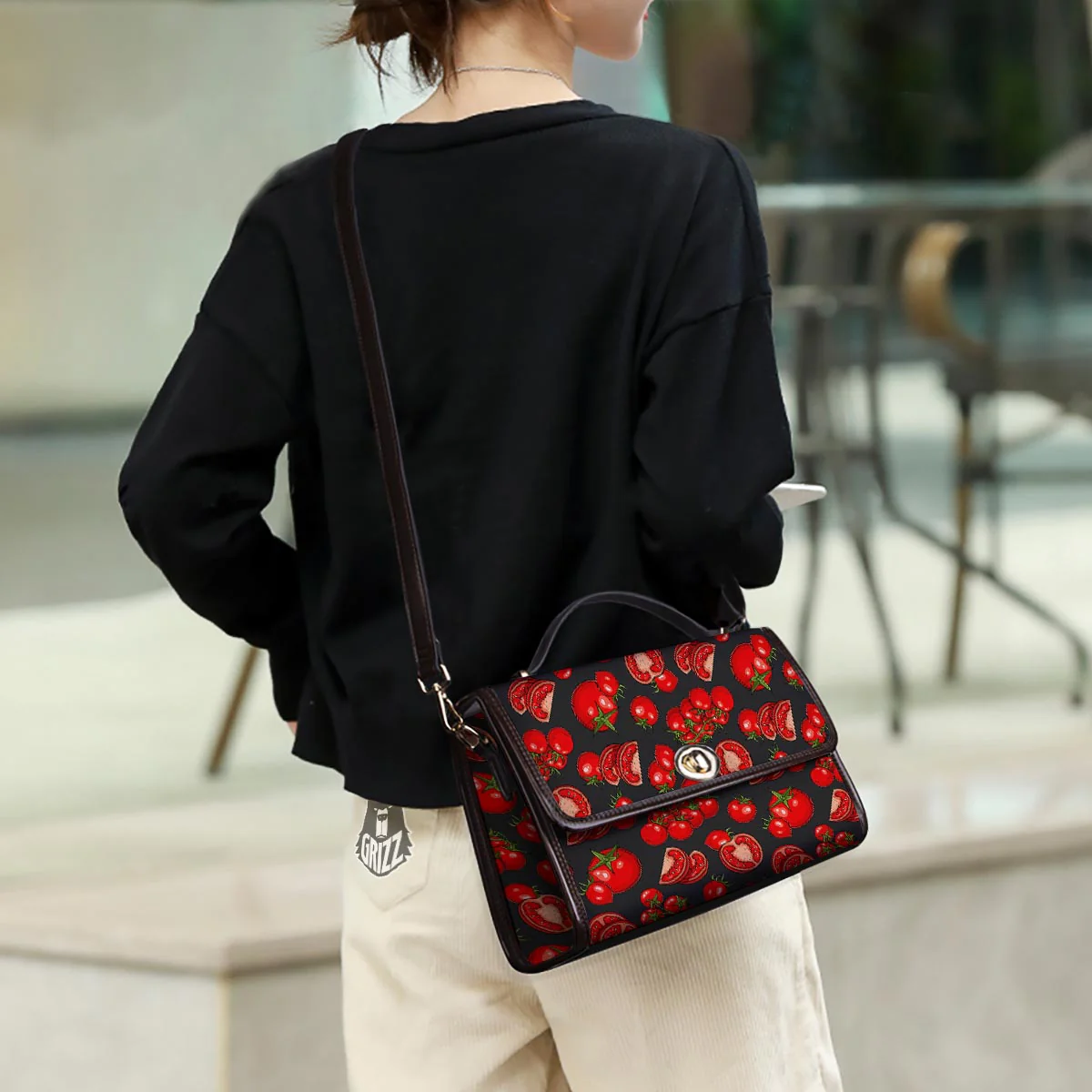 Red Tomato Print Pattern Women's Satchel Bag - Image 3