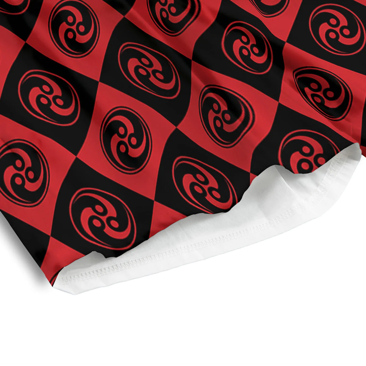Red Tomoe Print Pattern Men's Athletic Shorts - Image 4