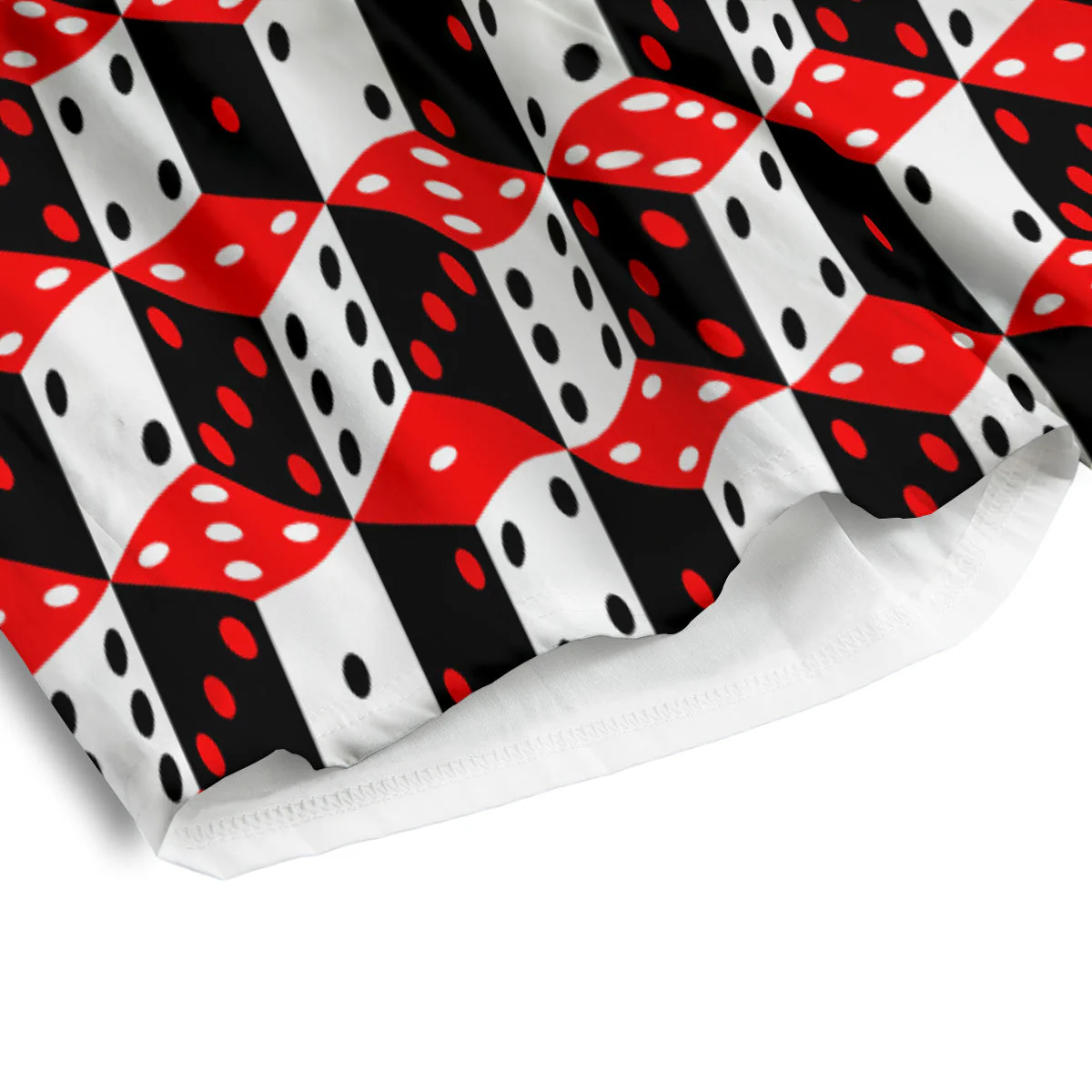 Red White And Black Dice Print Pattern Men's Athletic Shorts - Image 4
