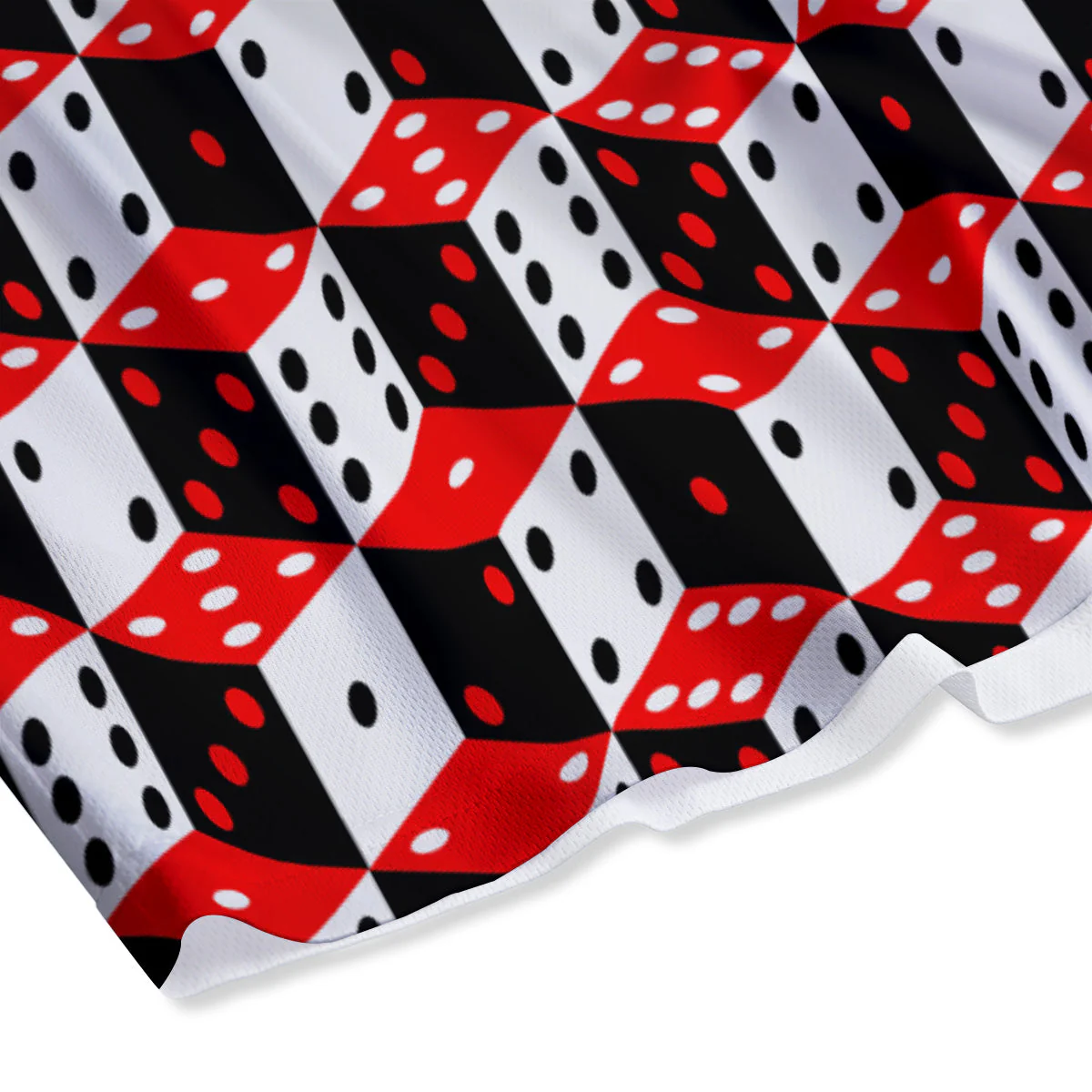 Red White And Black Dice Print Pattern Mesh Shorts - Image 4