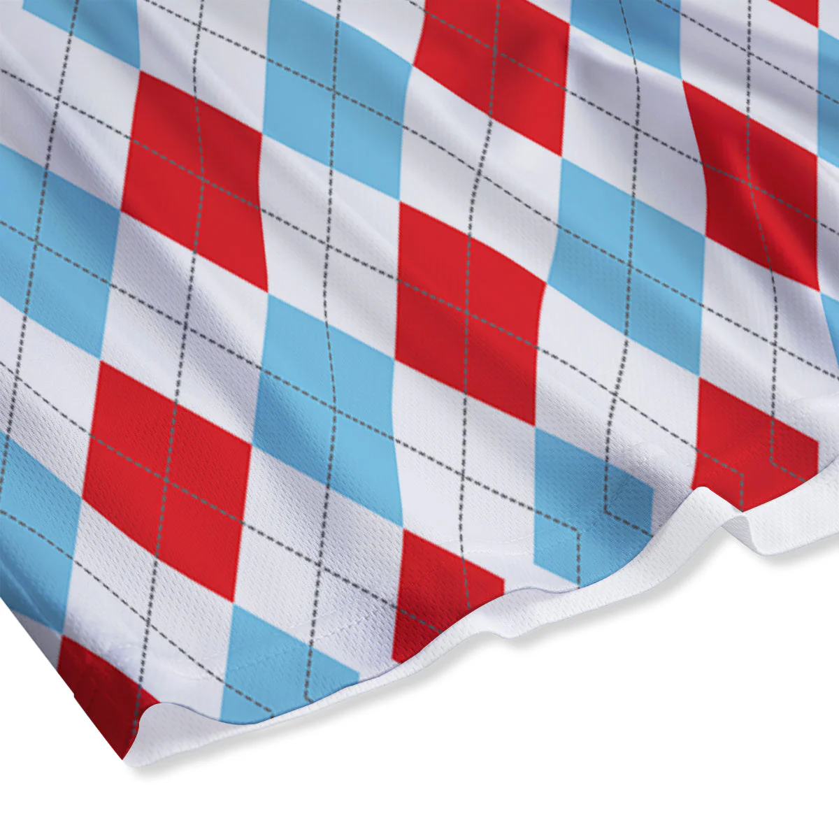 Red White And Blue Argyle Print Pattern Mesh Shorts - Image 4