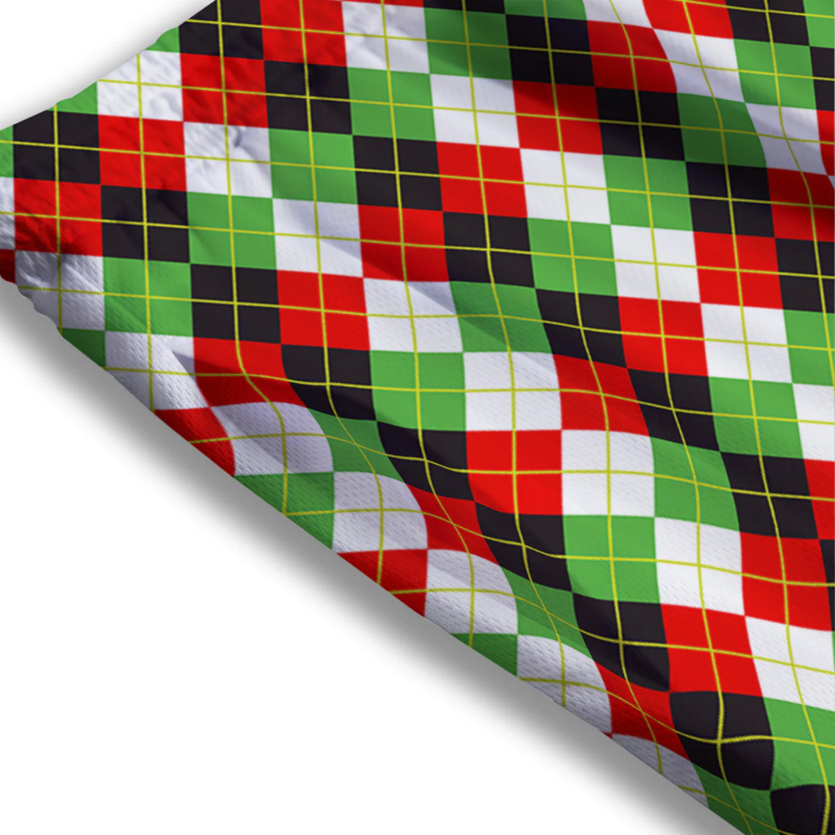 Red White And Green Argyle Print Pattern Mesh Shorts - Image 3