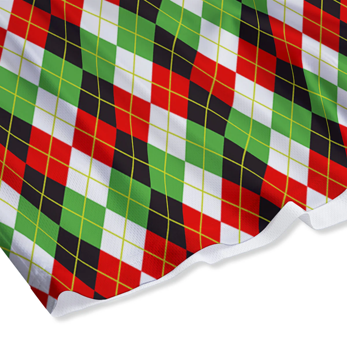 Red White And Green Argyle Print Pattern Mesh Shorts - Image 4