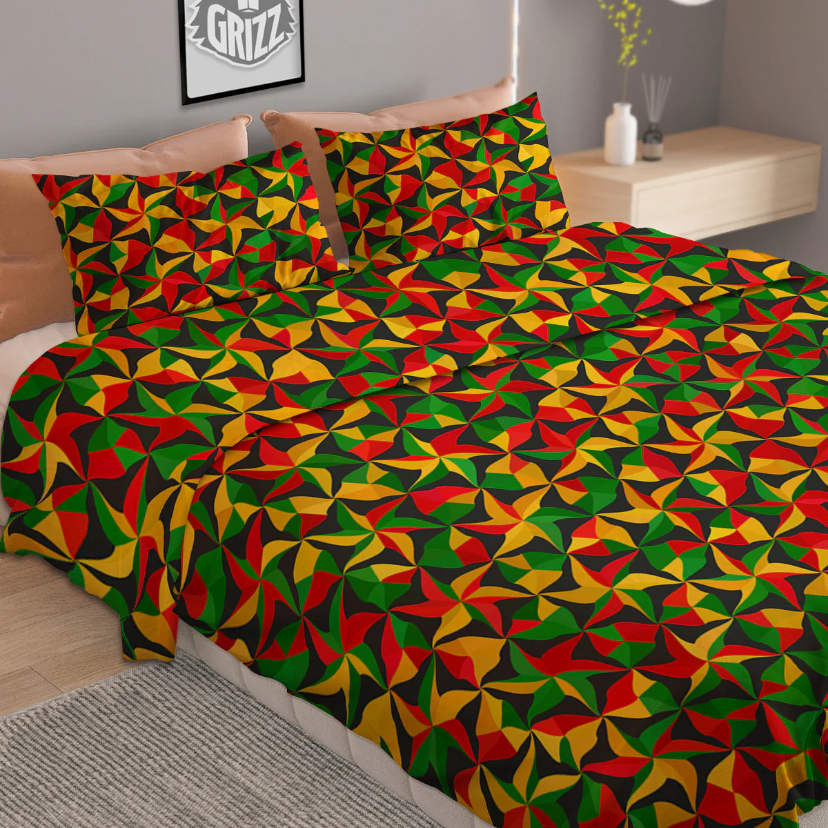 Reggae Abstract Geometric Print Pattern Duvet Cover Bedding Set - Image 2