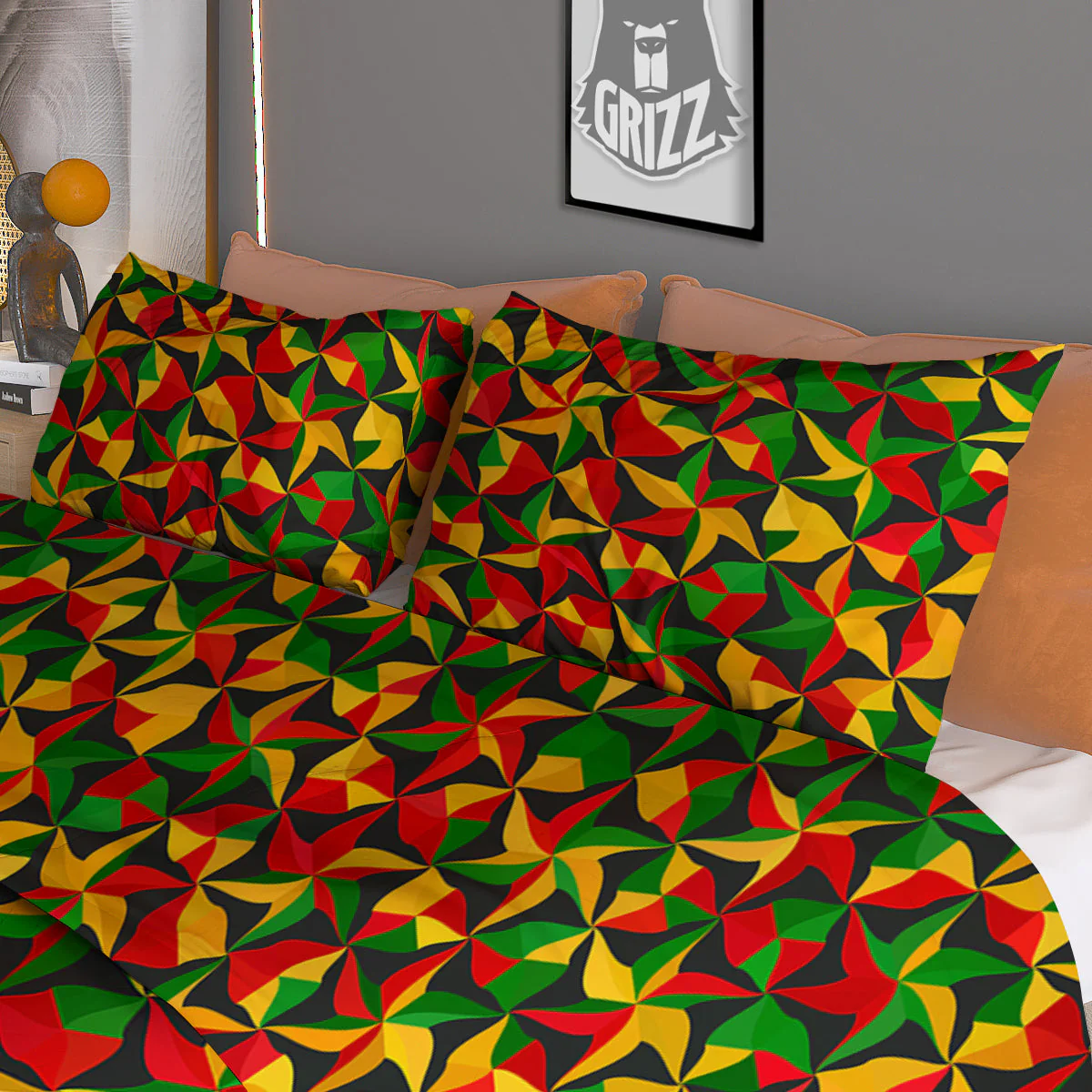 Reggae Abstract Geometric Print Pattern Duvet Cover Bedding Set - Image 3