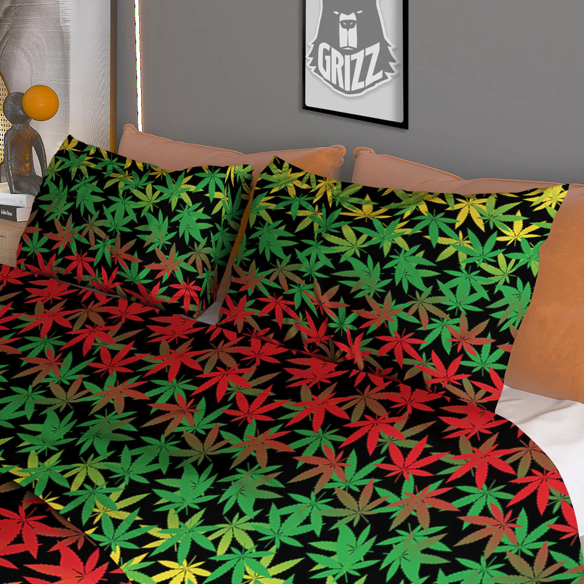 Reggae Hemp Leaves Print Pattern Duvet Cover Bedding Set - Image 3