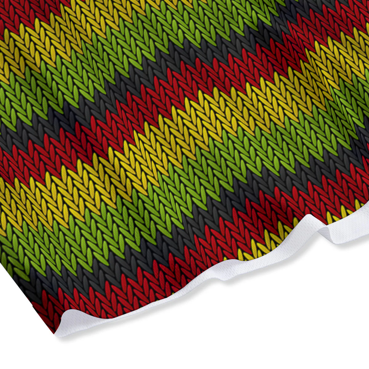 Reggae Knitted Style Print Pattern Mesh Shorts - Image 4
