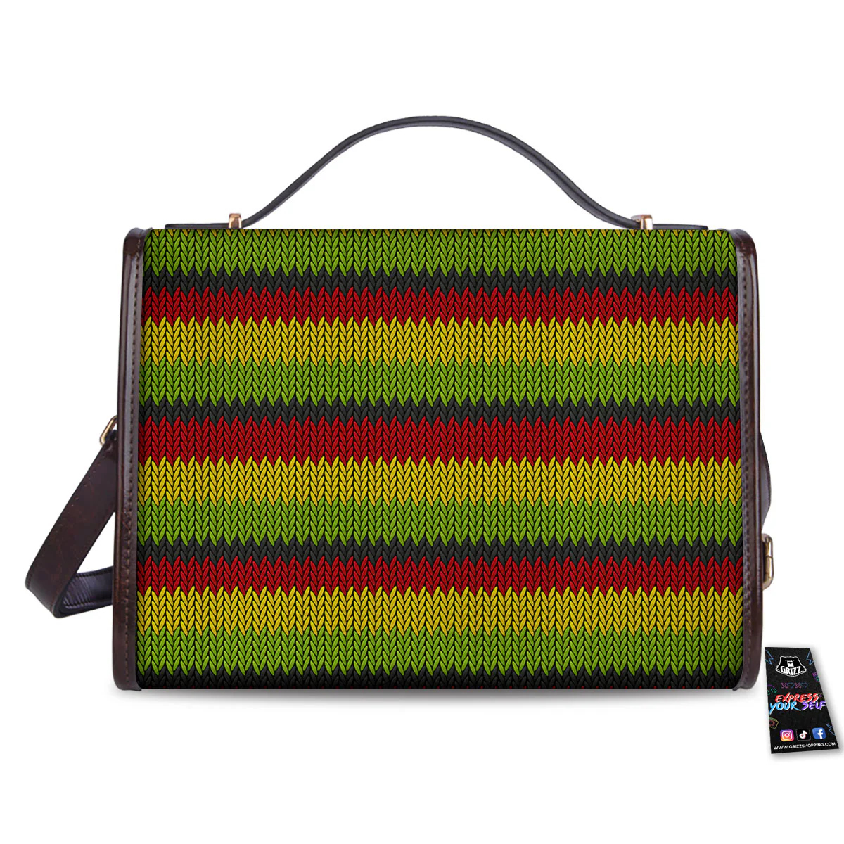 Reggae Knitted Style Print Pattern Women's Satchel Bag - Image 2